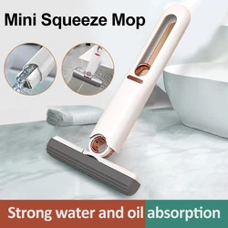 1 PCS Mini Squeeze Mop Handheld Cleaning Mop Window Glass Sponge Cleaner Portable Desktop Cleaner Wear-resistant Cleaning Tool