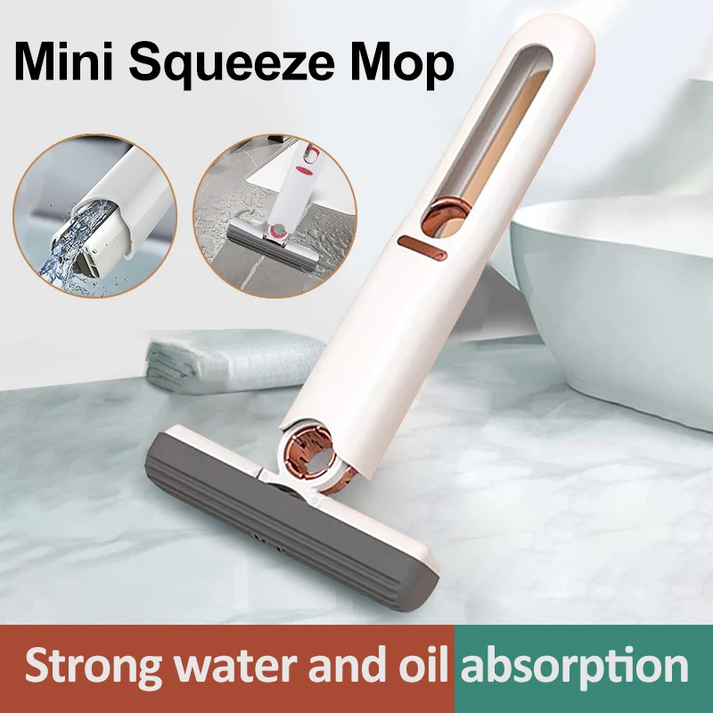 1 PCS Mini Squeeze Mop Handheld Cleaning Mop Window Glass Sponge Cleaner Portable Desktop Cleaner Wear-resistant Cleaning Tool