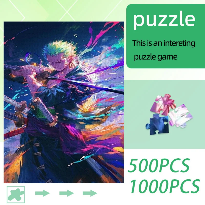 

Бумажный пазл, пазл для самостоятельной сборки, изысканный пазл, пазл для взрослых, аниме-персонаж Зоро в сцене битвы с мечом, белый