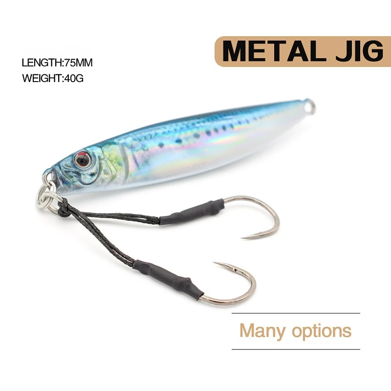 75mm 40g Long Casting Jig Metal Jigs Fishing Lure 40g 75mm Metal Addict Jigging Lure Spinning Jig Saltwater Lures