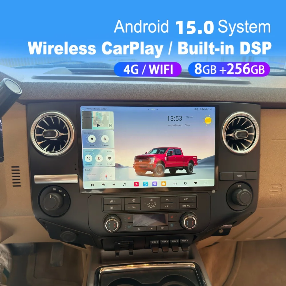 For Ford F250 F350 Super Duty 2008-2014, 12.5 Inch Android 13 Car Stereo Octa-Core IPS Wireless CarPlay GPS Navigation DSP OEM