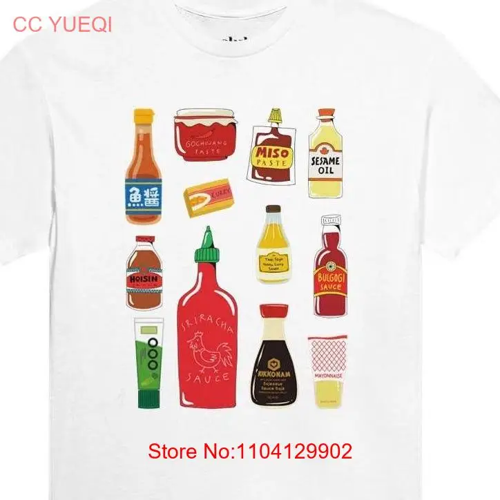 Camiseta de salsas asiáticas Foodie, salsa japonesa coreana, moda divertida, ropa de calle bonita, amantes picantes, mangas largas o cortas