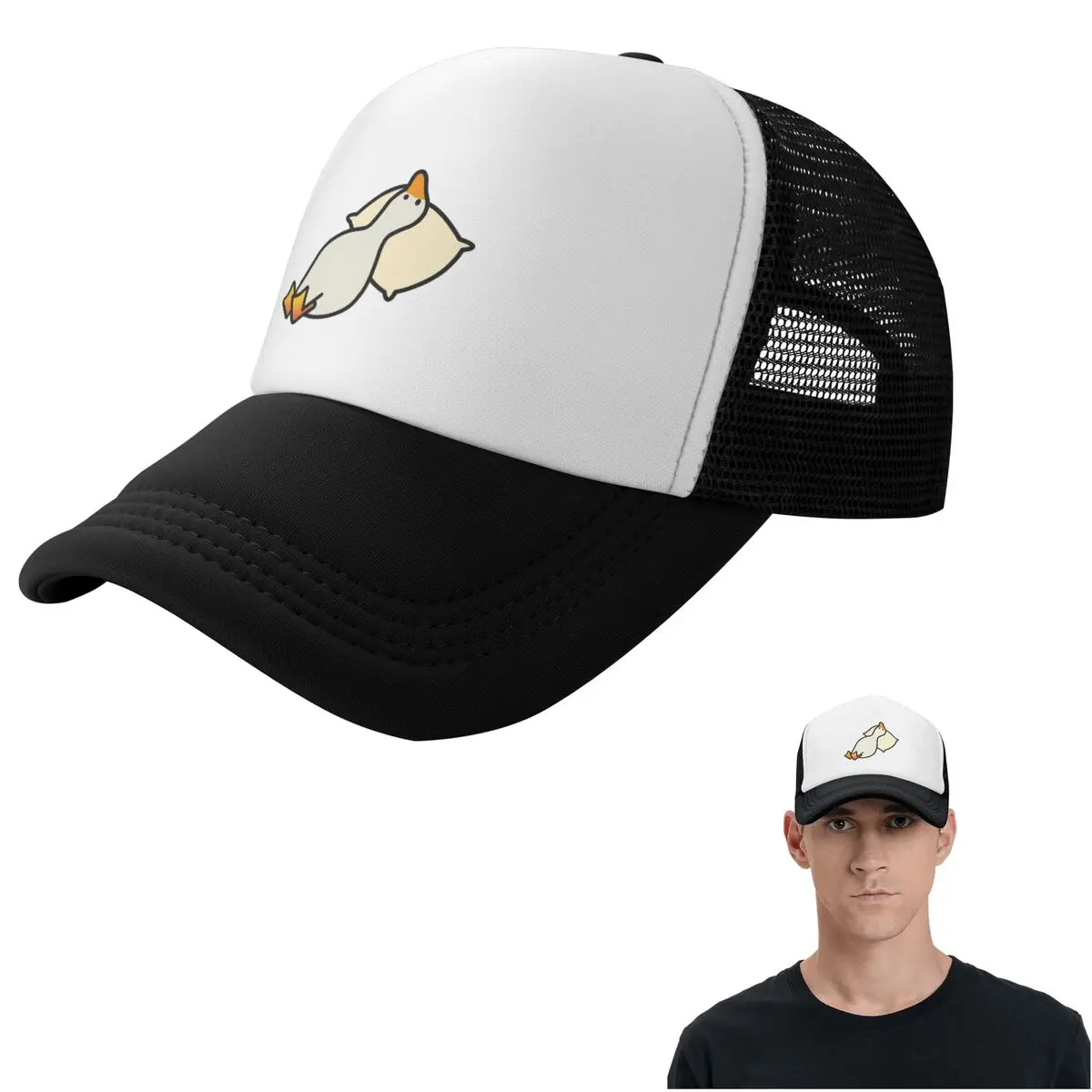 Duck Sleeping, Tired Duck Resting, Funny Duck Cap Casual Mesh Baseball Caps Adjustable Hat Hip Hop Summer Unisex Baseball Hats