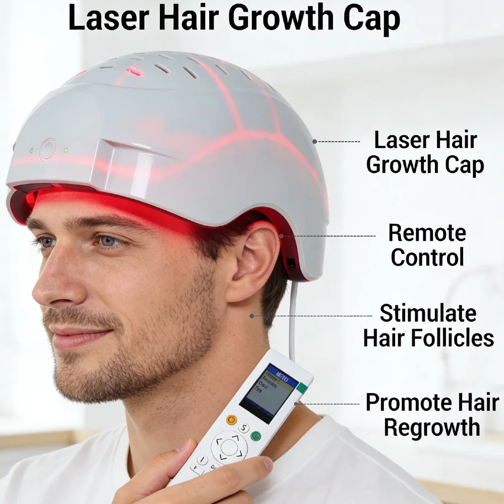Professional LLLT Hair Growth Helmet 90 Lasers 210 LEDs 650nm Red Light Cap for Alopecia Baldness Regrowth Home Care