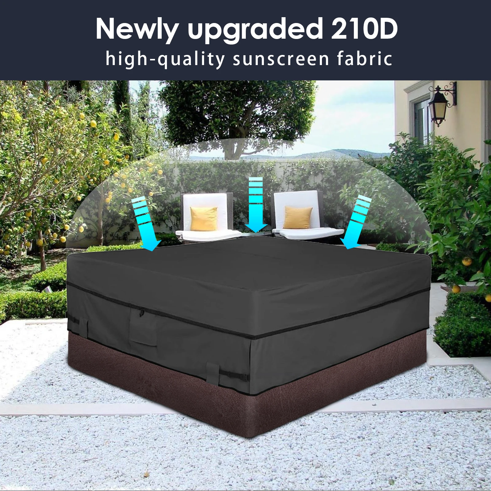 Square Hot Tub Cover Outdoor Anti-UV Protector 210D Oxford Bathtub Spa Cover Dust Waterproof Covers Protector Fade Resistant