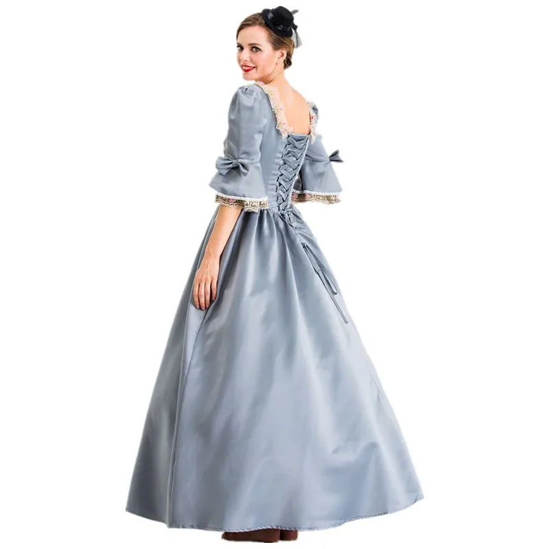 Halloween New Vintage Medieval Court Long Dress Cos Princess Costume  Lady Queen Formal Wear Polyester Fiber 100% - view 5