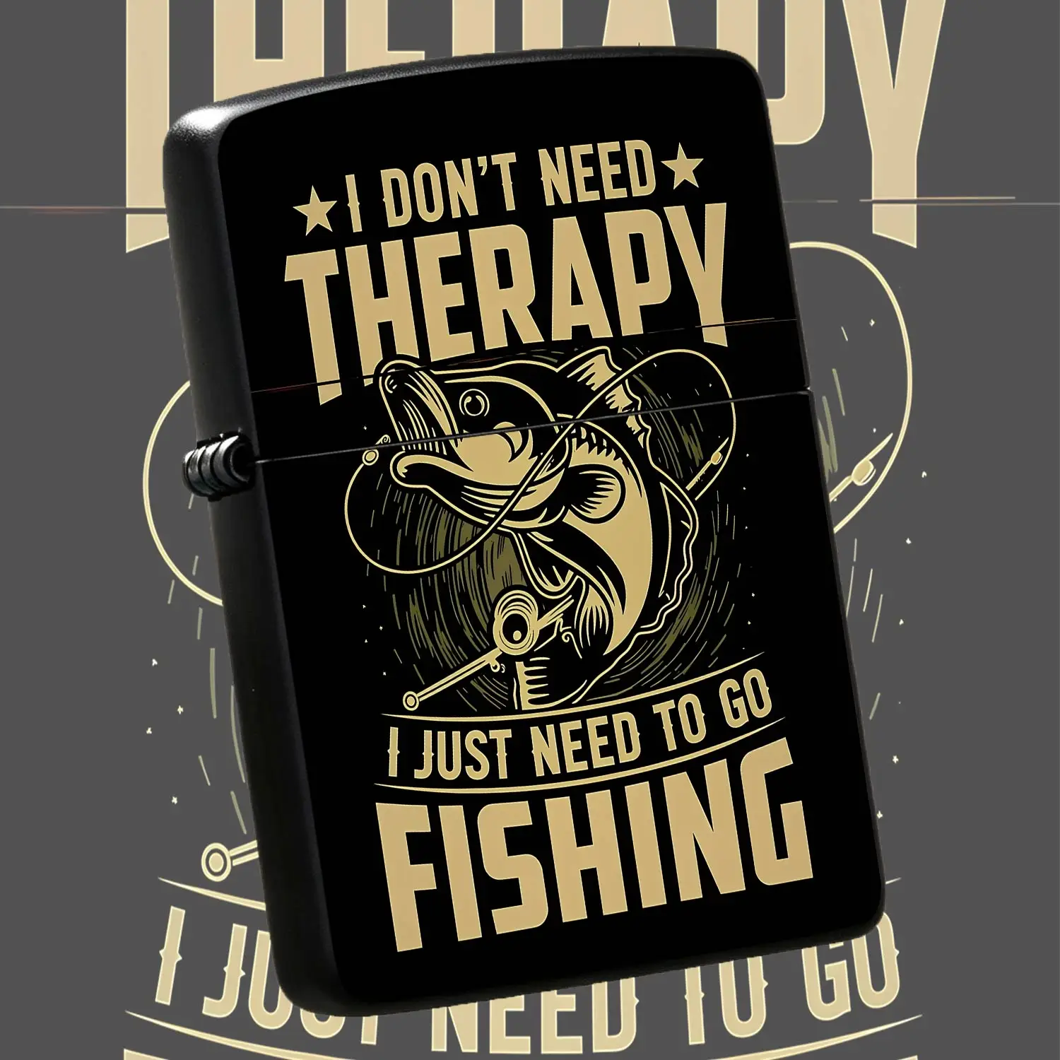 Creative Fishing Themed Lighter, Slogan Design I Don't Need Therapy I Just Need To Go Fishing, Portable Daily Use Accessory For Outdoor Angling Enthusiasts, Ideal Present For Fishing Lovers For Various Scenarios, Exquisi A Humorous And Inte