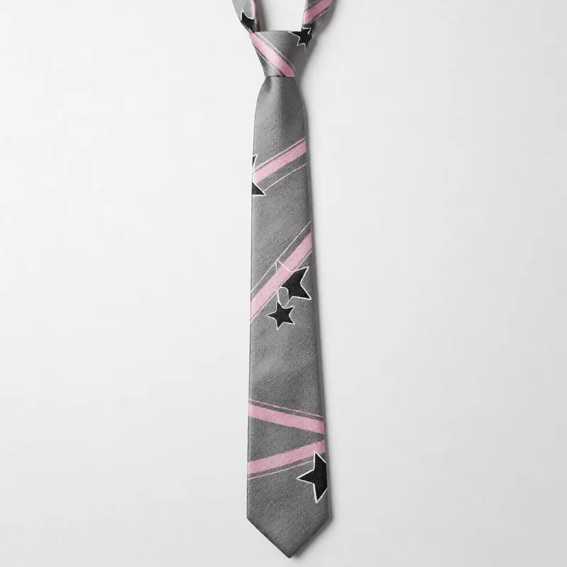 Virtual YouTube Vtuber LASER Qiao Shu Cosplay Casual Star Print Tie Sweet Glossy Tie Cute Boys Girls JK Necktie Party Accessory