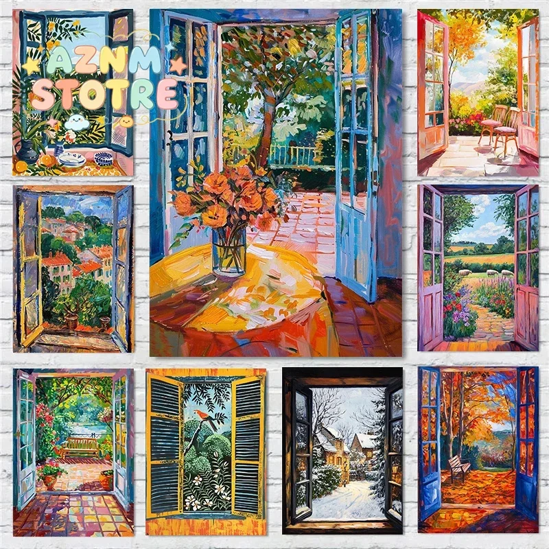 Henri Matisse Style Open Window Landscape Poster Fauvism Prints Canvas Painting Wall Art Pictures Home Living Room Decoration