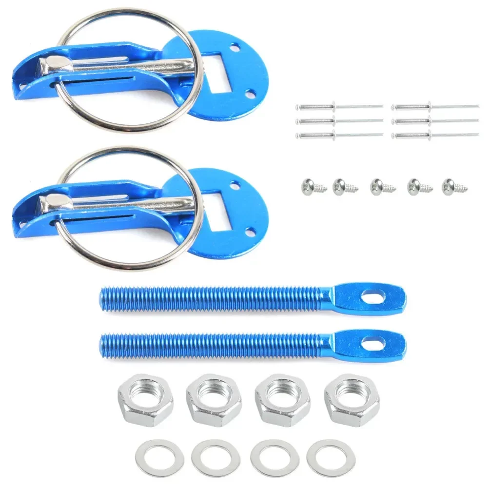 Automotive Aluminum Alloy Hood Lock Kit With Pin Bonnet Lock Latch To Secure Hood And Prevent Unwanted Movement