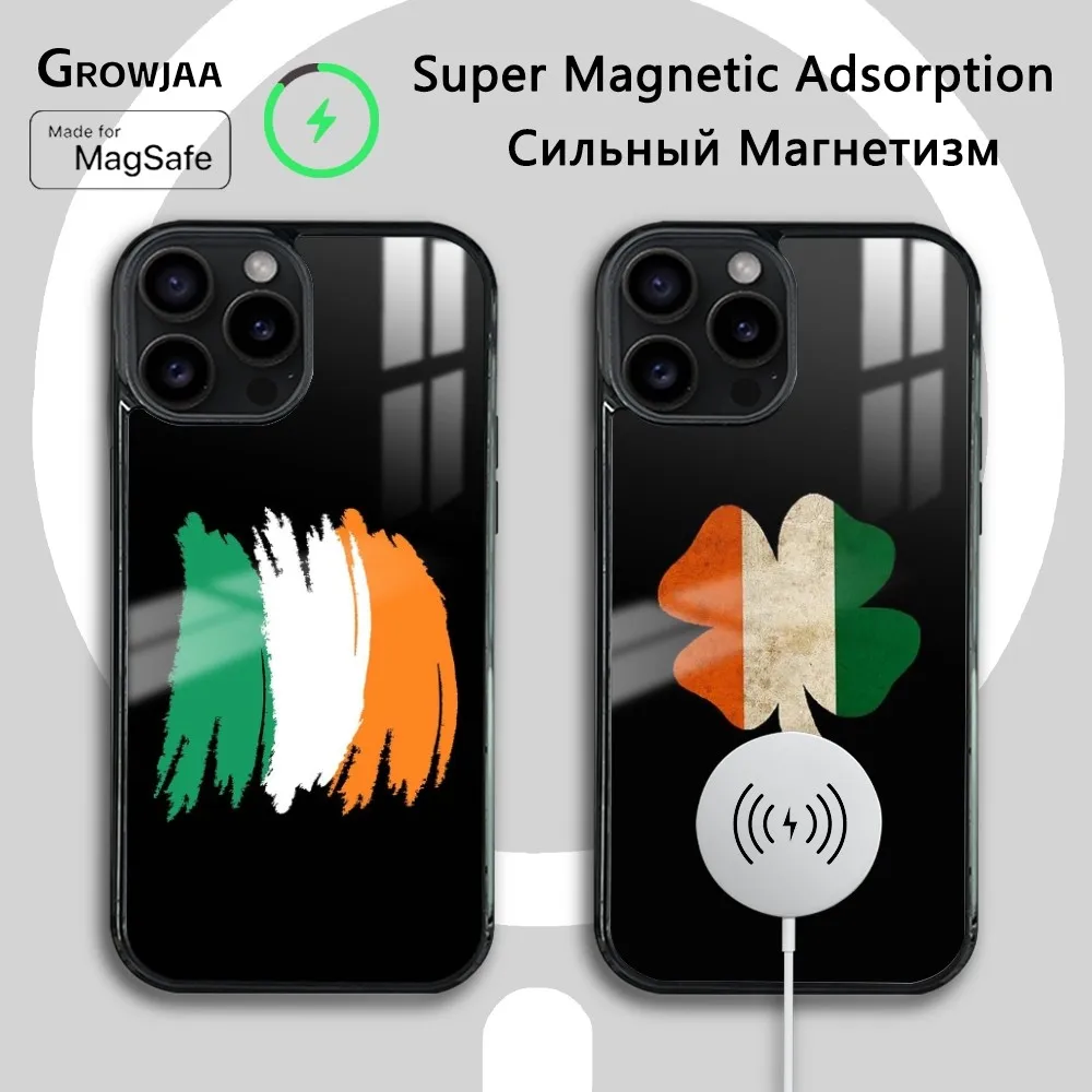 

I-Ireland flag Phone Case For iPhone 16 15 14 13 12 11 Pro Max Plus Mini Magsafe Mirror Wireless Magnetic Cover