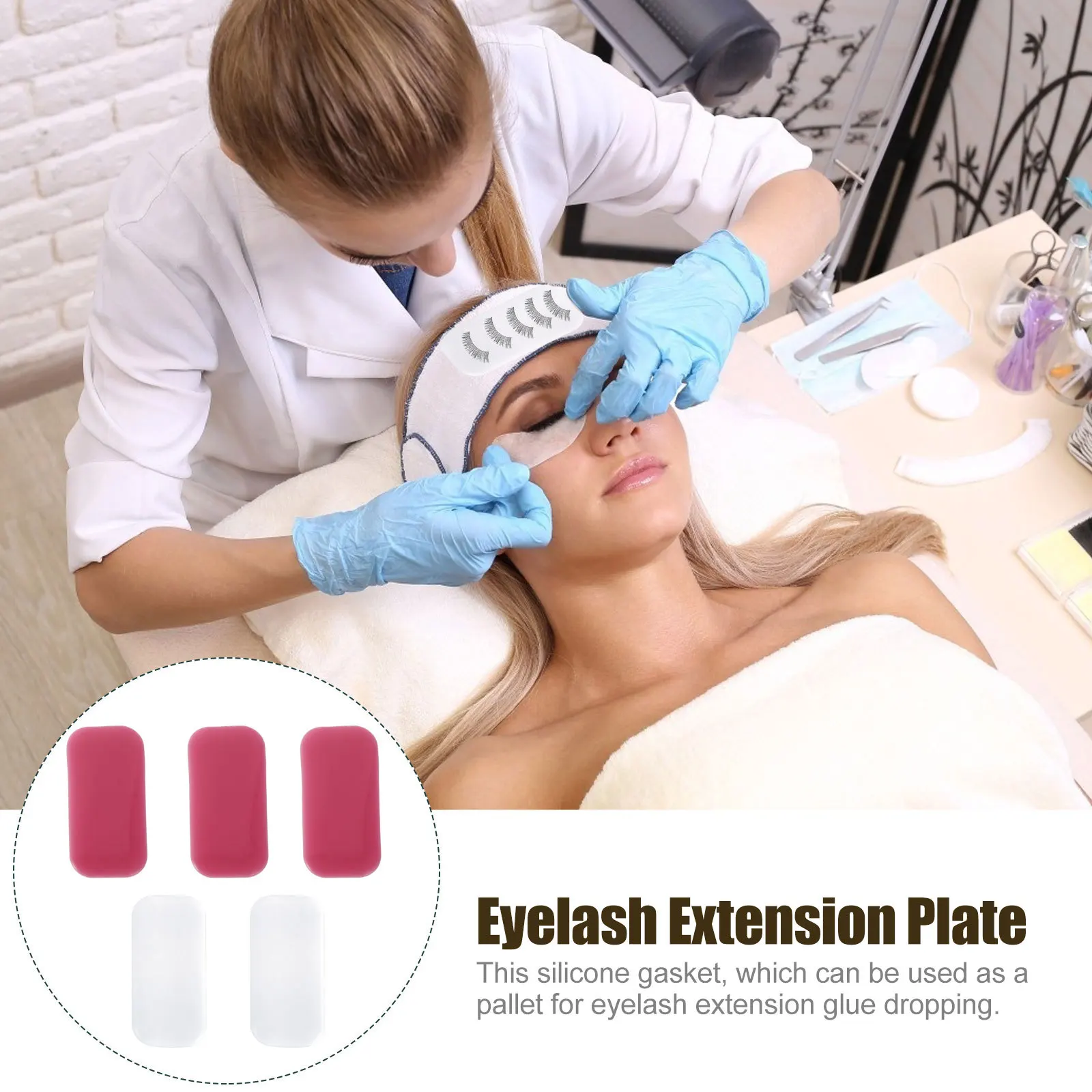 

5Pcs Eyelash Extension 2-in-1 Plate Premium Silicone Gasket for Grafting Long-Lasting Drying Control Smooth Easy Clean Compact