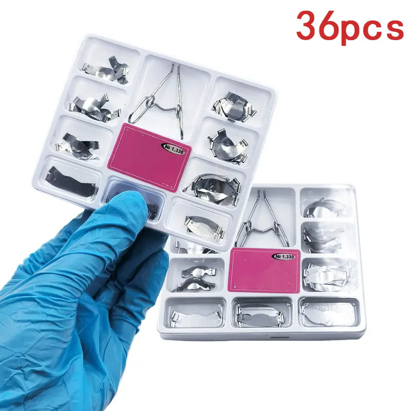 

Dental Sectional Contoured Metal Matrices Matrix with Springclip No.1.330 Band Resin Clamping/seperating Ring Dentist Tools