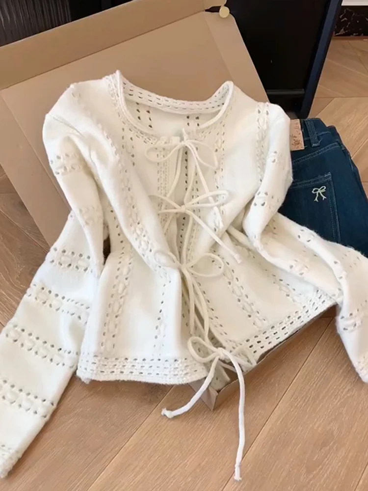 

Женский вязаный кардиган с вырезами и поясом, свободного кроя, на осень-зиму-весну, модный, мягкий, средней толщины, длинный, с длинными рукавами.