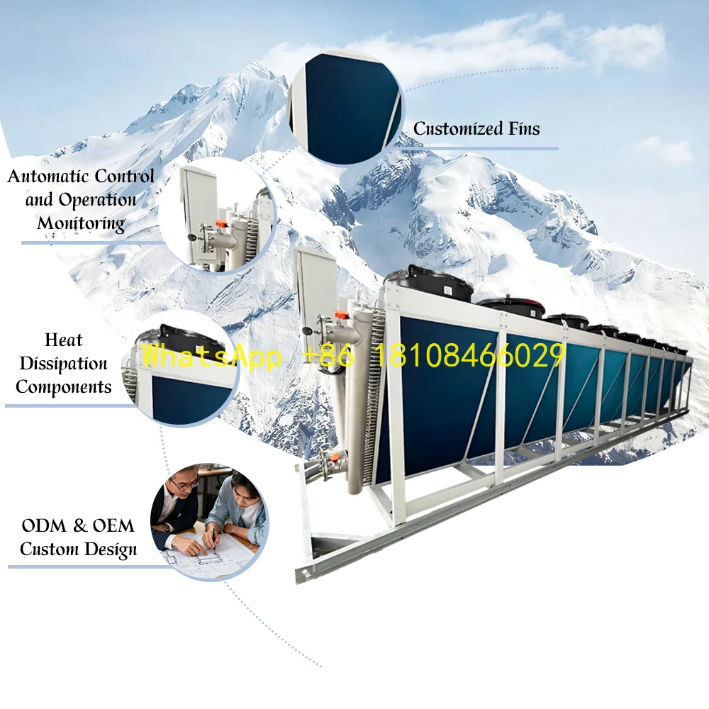 Customized  Hydrophilic Aluminum Fin Dry Cooler Refrigerant Machine Cold Room Industrial Refrigeration