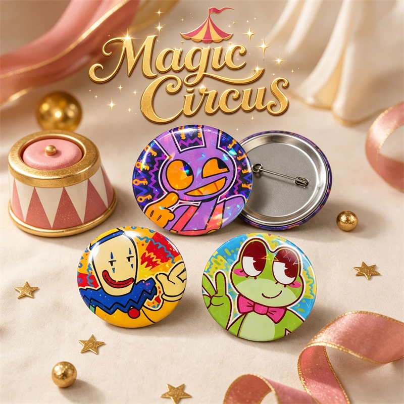 Ribbit Jax Kaufmo Badge Brooches Anime The Circus Pins Anime Cosplay Accessories Cartoon Pins Gift for Halloween Cos Fans Gift