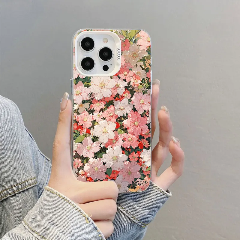 

Flowers Printing Beautiful Floral Fragments Laser Phone Case For iPhone 13 12 11 Pro Max 13 Mini 16 15 14 Pro Max 16 Plus Covers