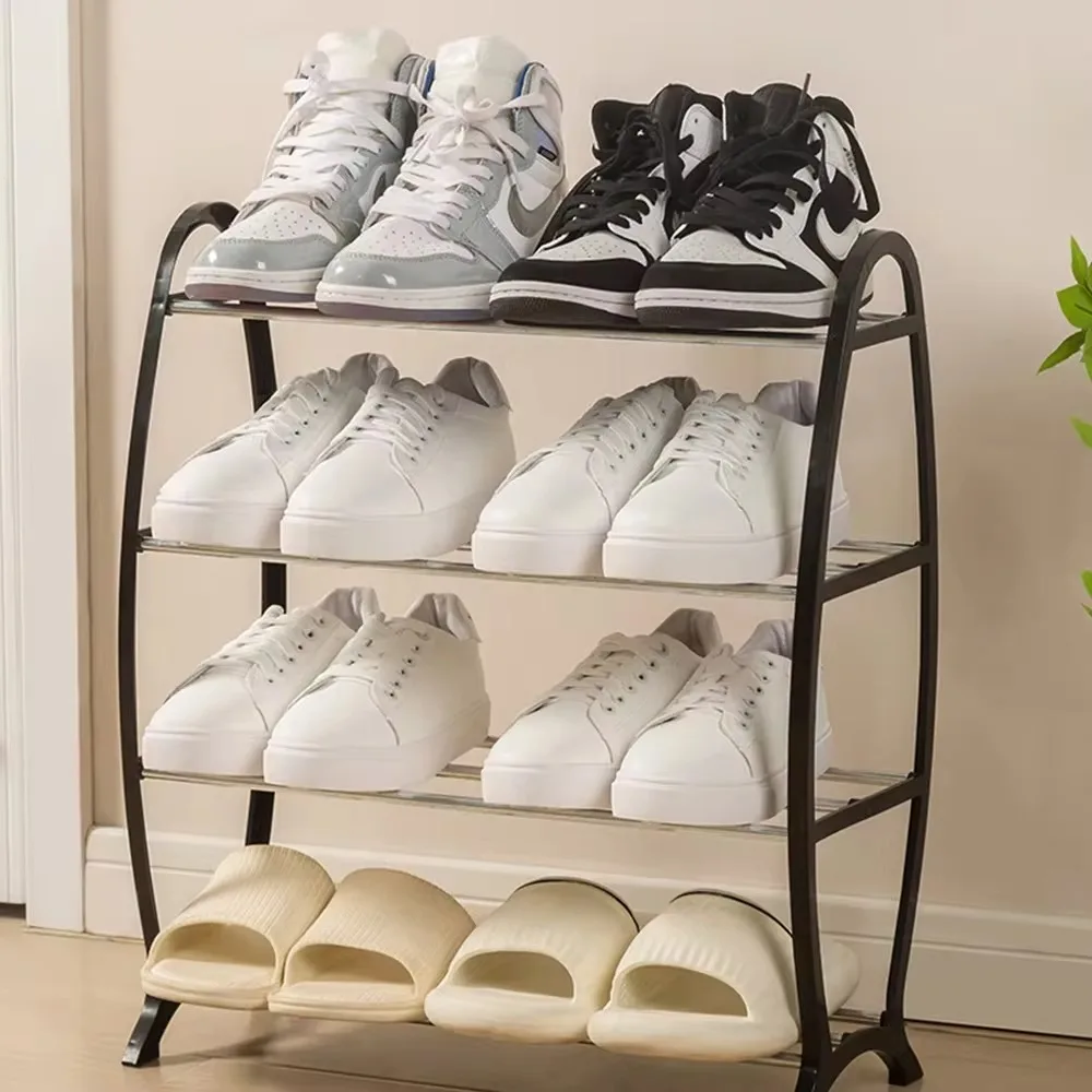 4 Layers Simple Shoe Rack Save Space Storage Rack Easy Assembly Black and White Minimalist Shoe Rack Home  Shoe Storage Rack