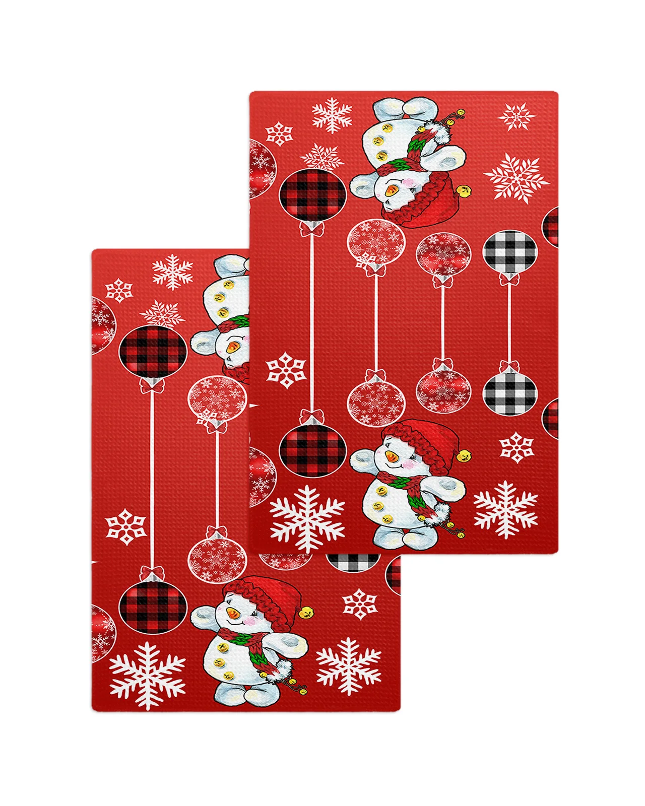 Christmas Red Snowman Snowflake Lantern Winter Kitchen Microfiber Waffle Towel Household Wipes Rags Dish Cloth Insulation Pad