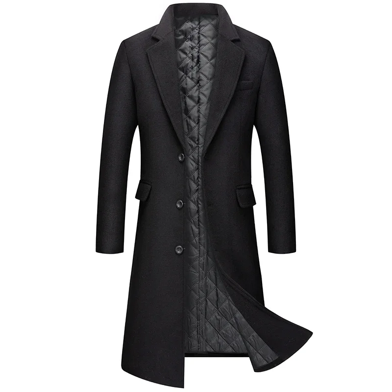 

2023 High Quality New Long Over Knee Trench Coat Fashion Handsome Male Korean Version Slim Woolen Coat Woolen Coat Men M-4XL