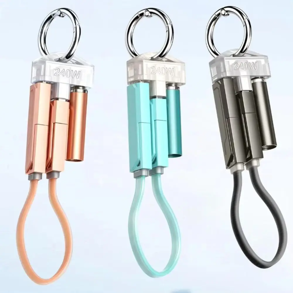 4 in 1 240W Keychain Type C 240W PD Fast Charging Cable with Portable Cord Fast Charging Portable Fast Charging Cable Travel