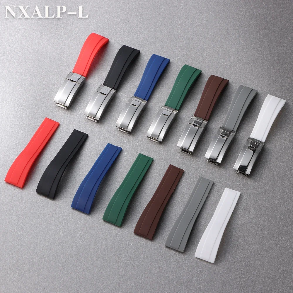 20 مللي متر حزام ساعة مطاطي ل رولكس المياه شبح دايتونا الغواصة ساعات سيليكون الفرقة للطي مشبك الرجال الرياضة الغوص سوار