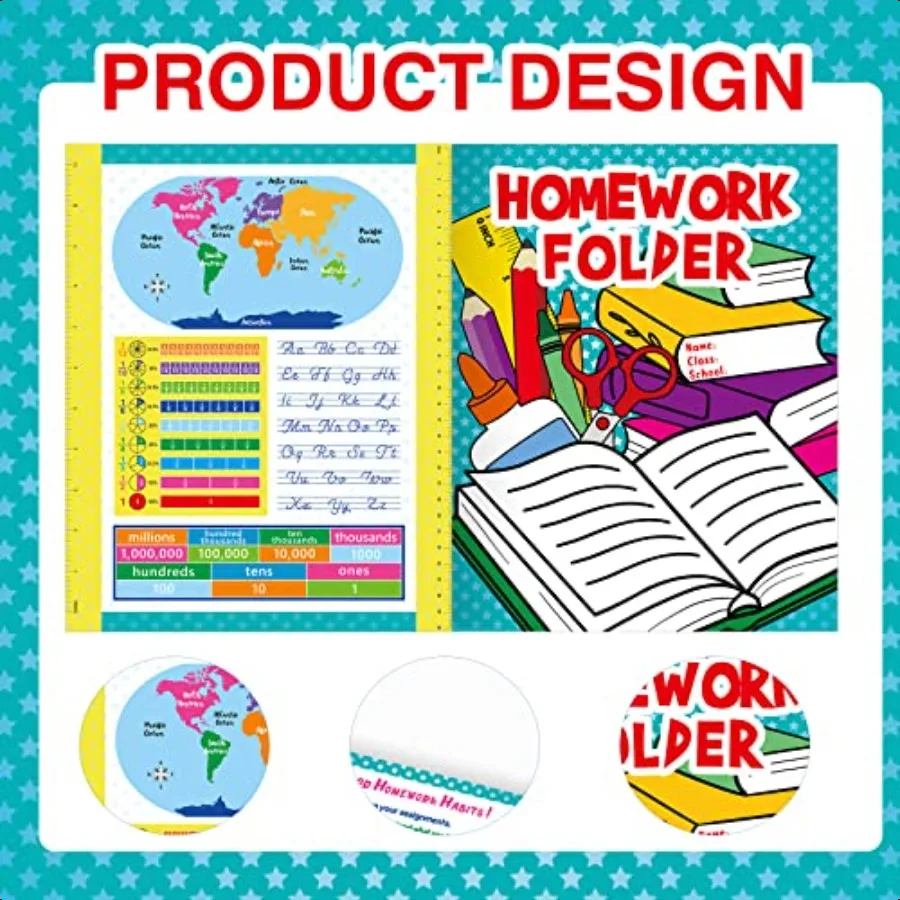 12 قطعة مجلدات ملفات A4 للطلاب متعدد الألوان 9.5 × 12 بوصة