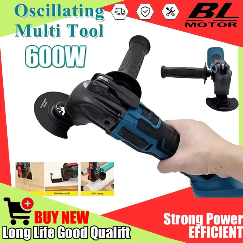 

600W Oscillating Multi Function Tool for 20000OPM Electric Saw Trimmer Cutting Woodworking Hot Fit Makita 21V 18V Battery Power