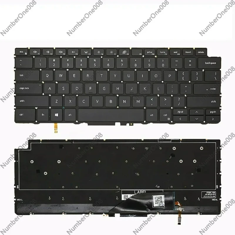 

Запасная клавиатура с подсветкой (US-раскладка) для ноутбука XPS 13 7390 2-в-1, совместимая с 04J7RW NSK-ET0BC PK132C91A00, черная