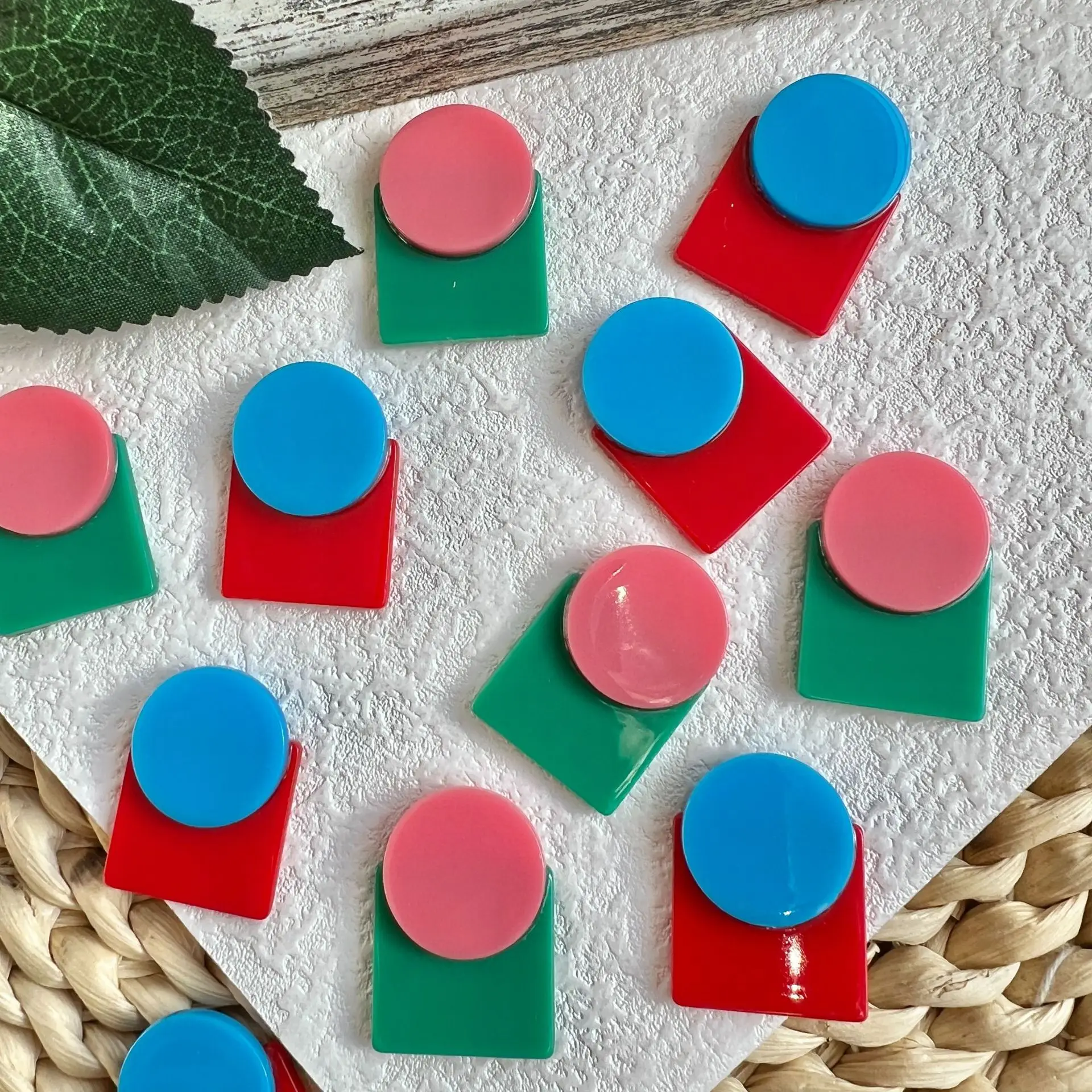 10pcs Colorful Acrylic Flat Back Resin Cabochons Diy Phone Case Hair Clips Earring Accessories Jewelry Findings Decorations