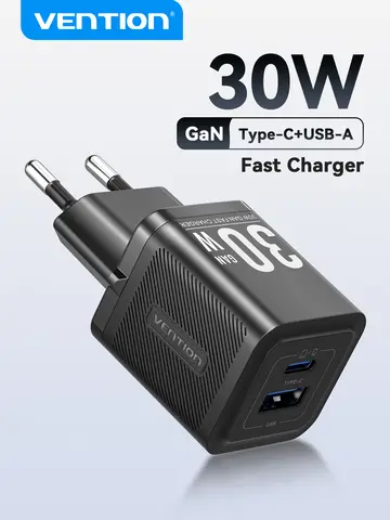 Vention 30W GaN Caricatore PD 3.0 QC4.0 Caricatore USB C per iPhone 16 15 14 Pro Samsung S25 Xiaomi 15 14 iPad Air Pro Caricatore del telefono