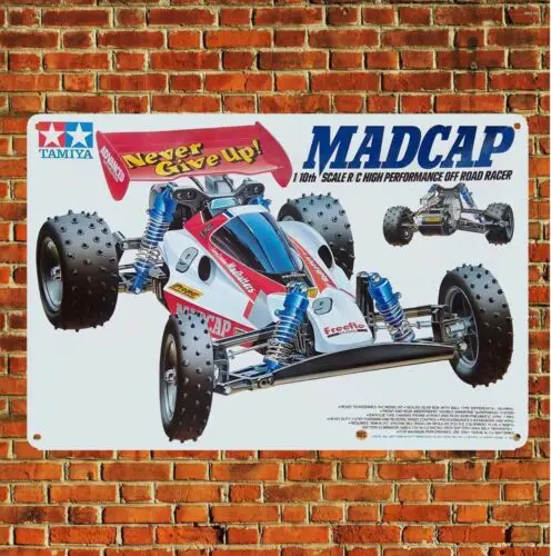 Metal Poster Vintage Rc Car Tin Sign Plaque Tamiya Madcap Buggy Boxart  -aluminum