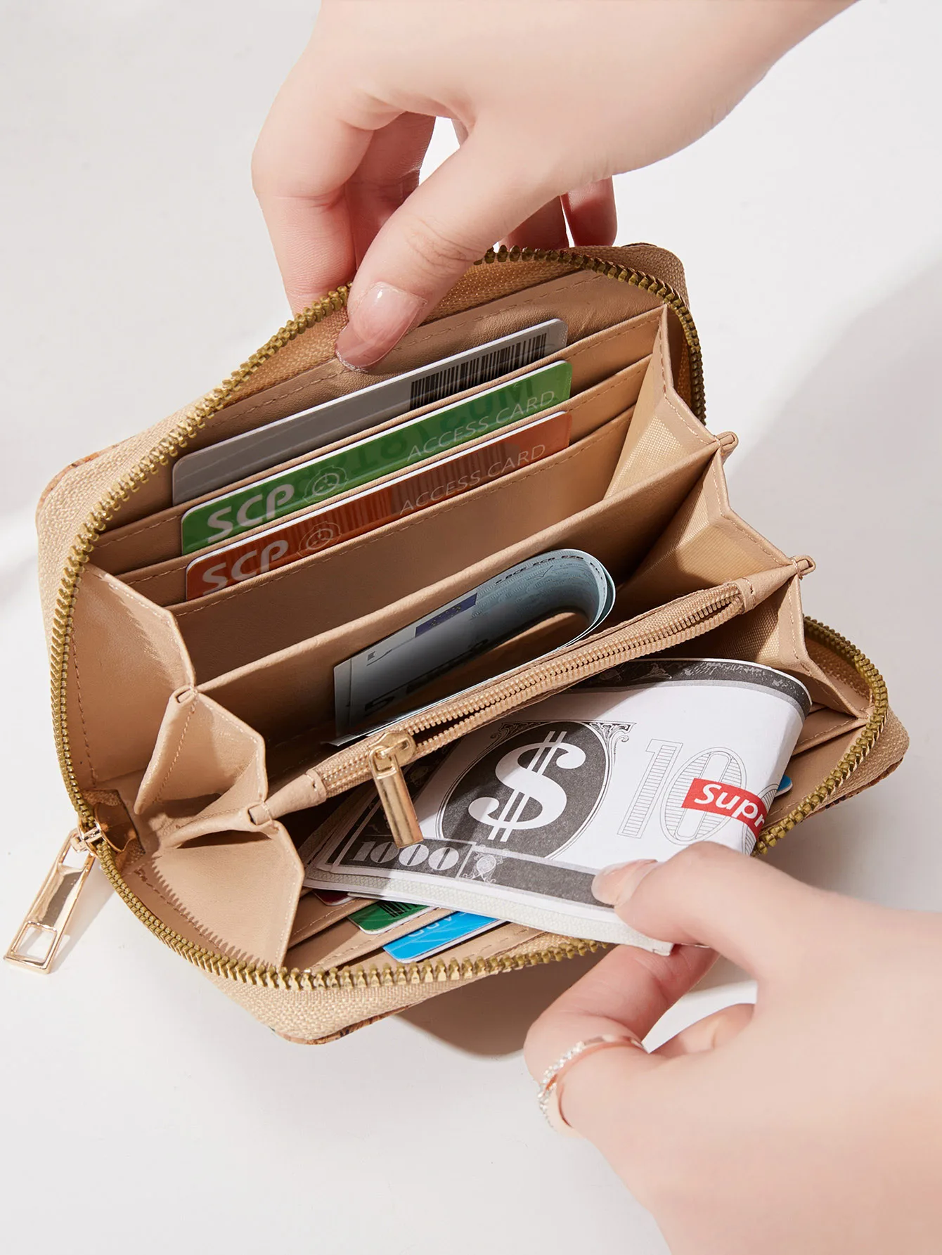 Retro Printed Women's Short Wallet Zipper Portable PU Leather Card Bag Multi Functional Card Slot Women's Card Set Zero Wallet