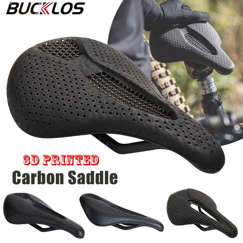 

BUCKLOS 3D Printed Bicycle Saddle Full Carbon Fiber Bike Seat Cushion Ultralight Road Mountain Bike Saddle Carbon MTB Seat