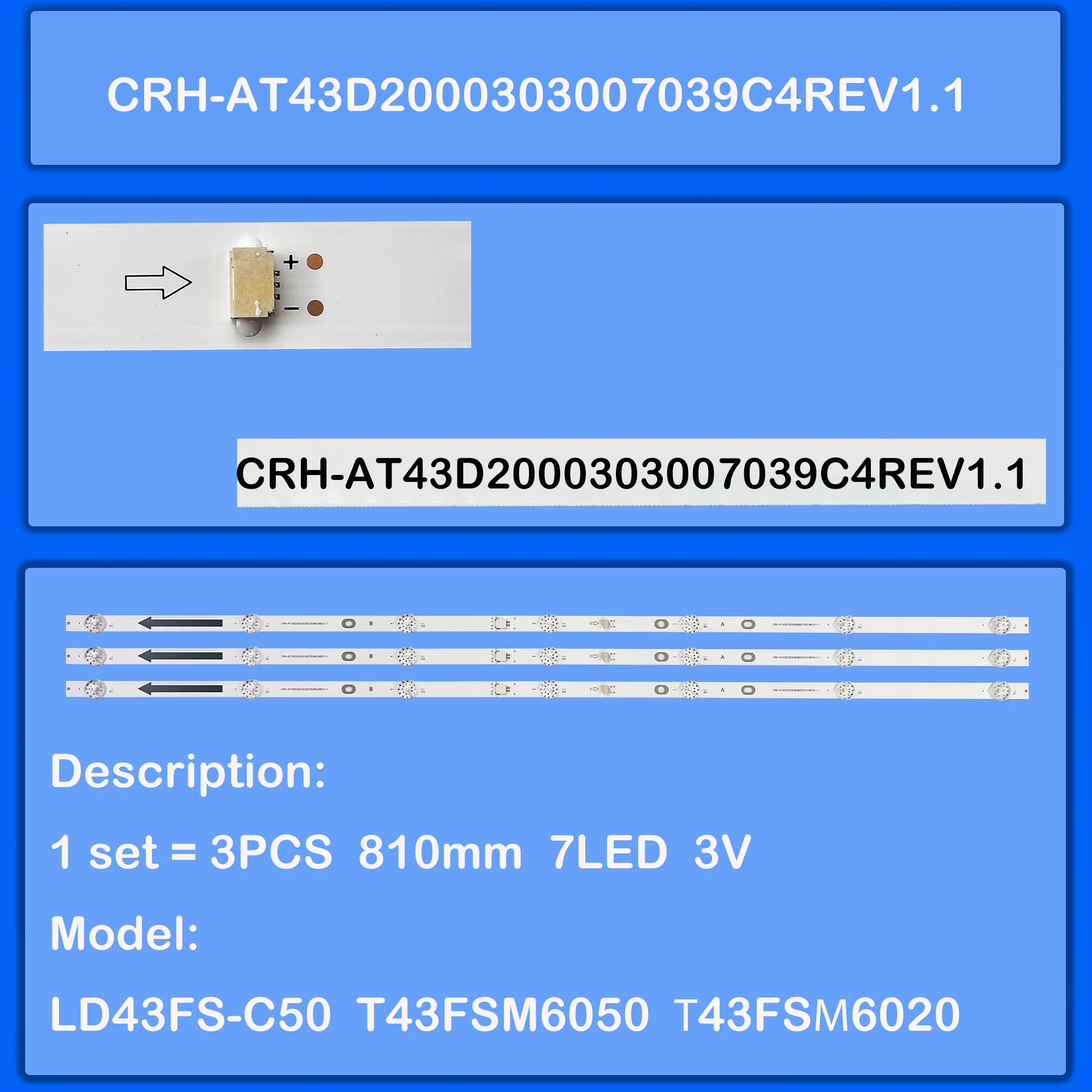 

Светодиодная лента подсветки для LD43FS-C50 Т43FSМ6020 HKP43SM9 Hyled-43FHD7AB Hyled-43FHD7AB T43FSM6050 F43FSM6070 QT1-43FRAMELESS
