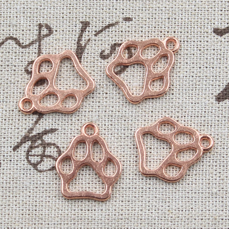 30pcs Charms Dog Bear Paw 19x17mm Antique Bronze Silver Color Pendants Making DIY Handmade Tibetan Bronze Silver Color Jewelry