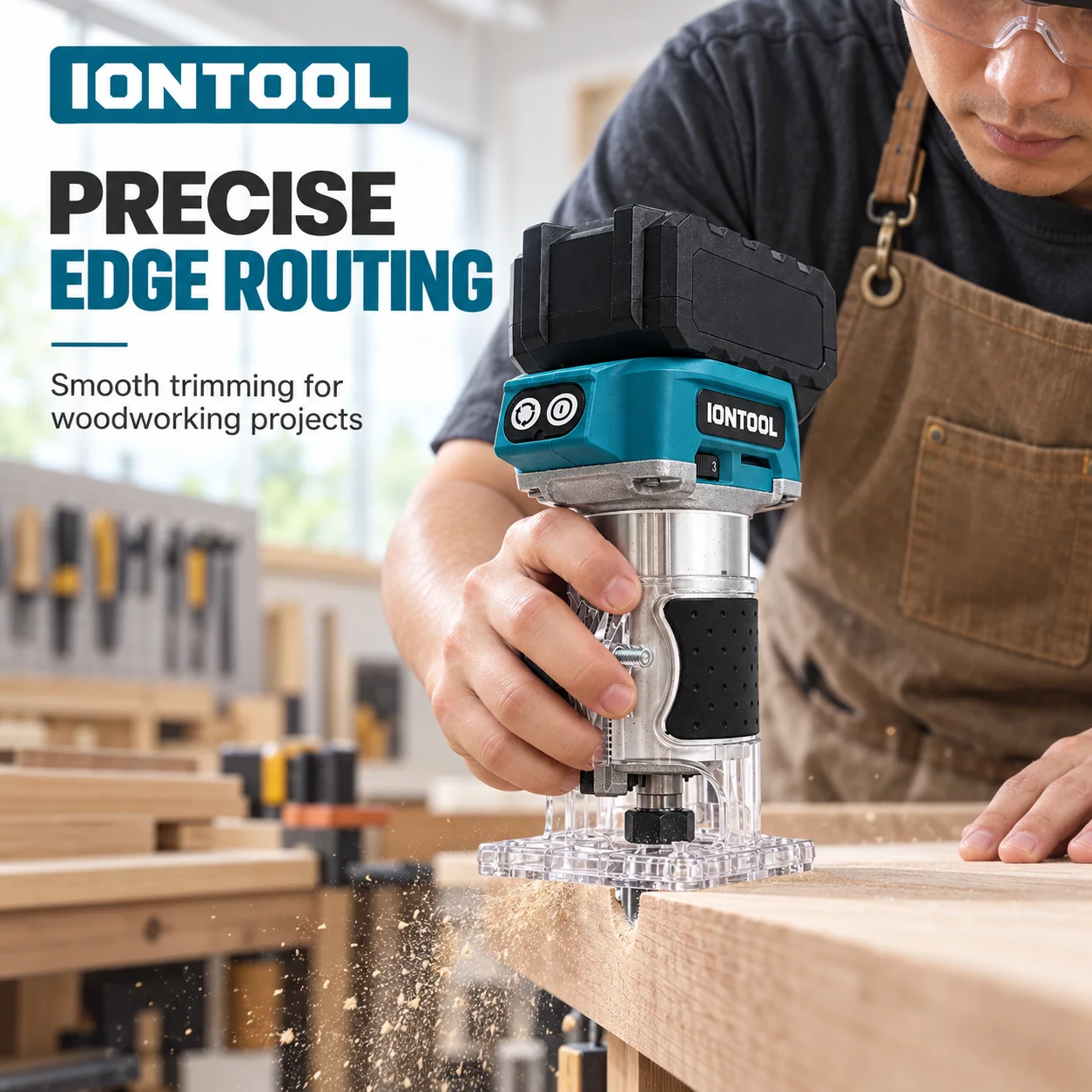IONTOOL Handheld Cordless Trimmer Router 30000rpm For Door Frame Edge Trimming and Window Sill Routing and Baseboard Chamfering