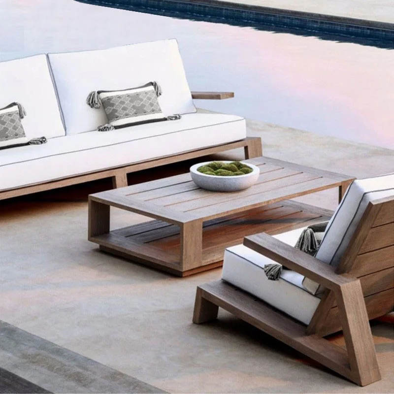 Modern style teak dining table set, suitable for indoor and outdoor furniture