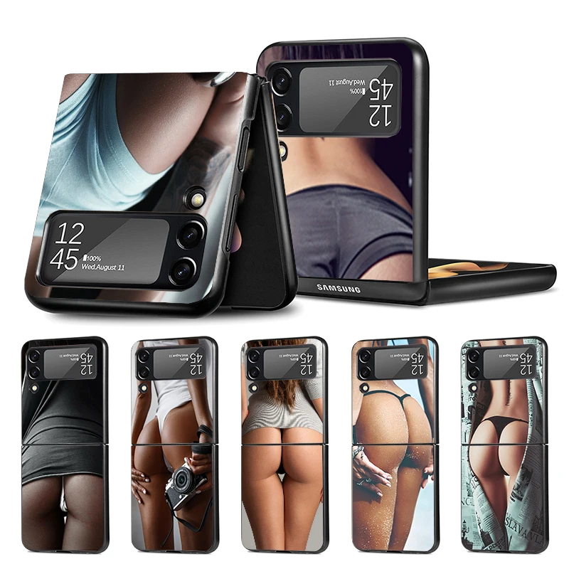 Sexy Ass Underwear Bikini Woman Girl Z Flip 4 Z Flip 4 Phnoe Case For Samsung Z Flip 3 5 5G Black Hard Shell Galaxy ZFlip3 ZFlip