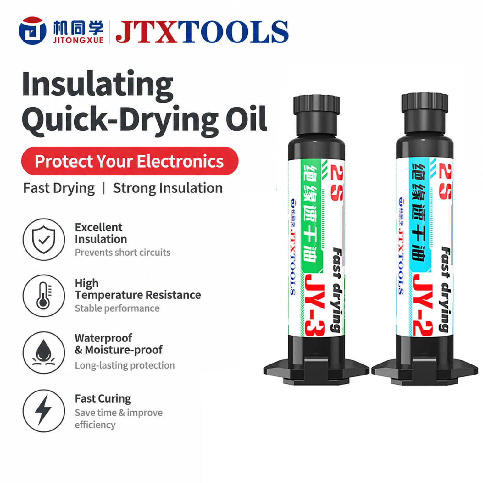 JTX JY-2/3 UV Insulation Varnish Fast Curing Protective Coating For PCB Chip Electronic Component Waterproof Repair