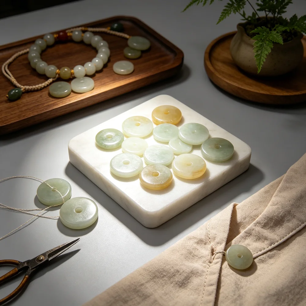 5pcs Natural Xiuyan Jade Round Slice Serpentine Rock Serpentinite Home Decoration Stone for Making Jewelry Cutting Crafts