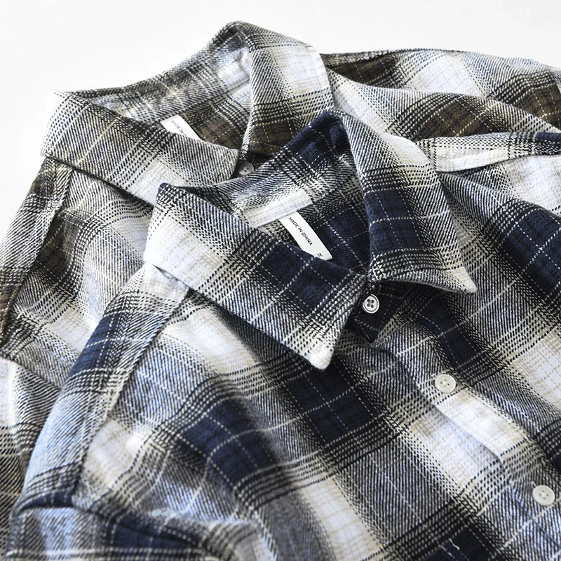 Camisa xadrez de manga longa masculina 100% algodão, roupas casuais da moda, camisas soltas extragrandes, outono, inverno, nova, 2022