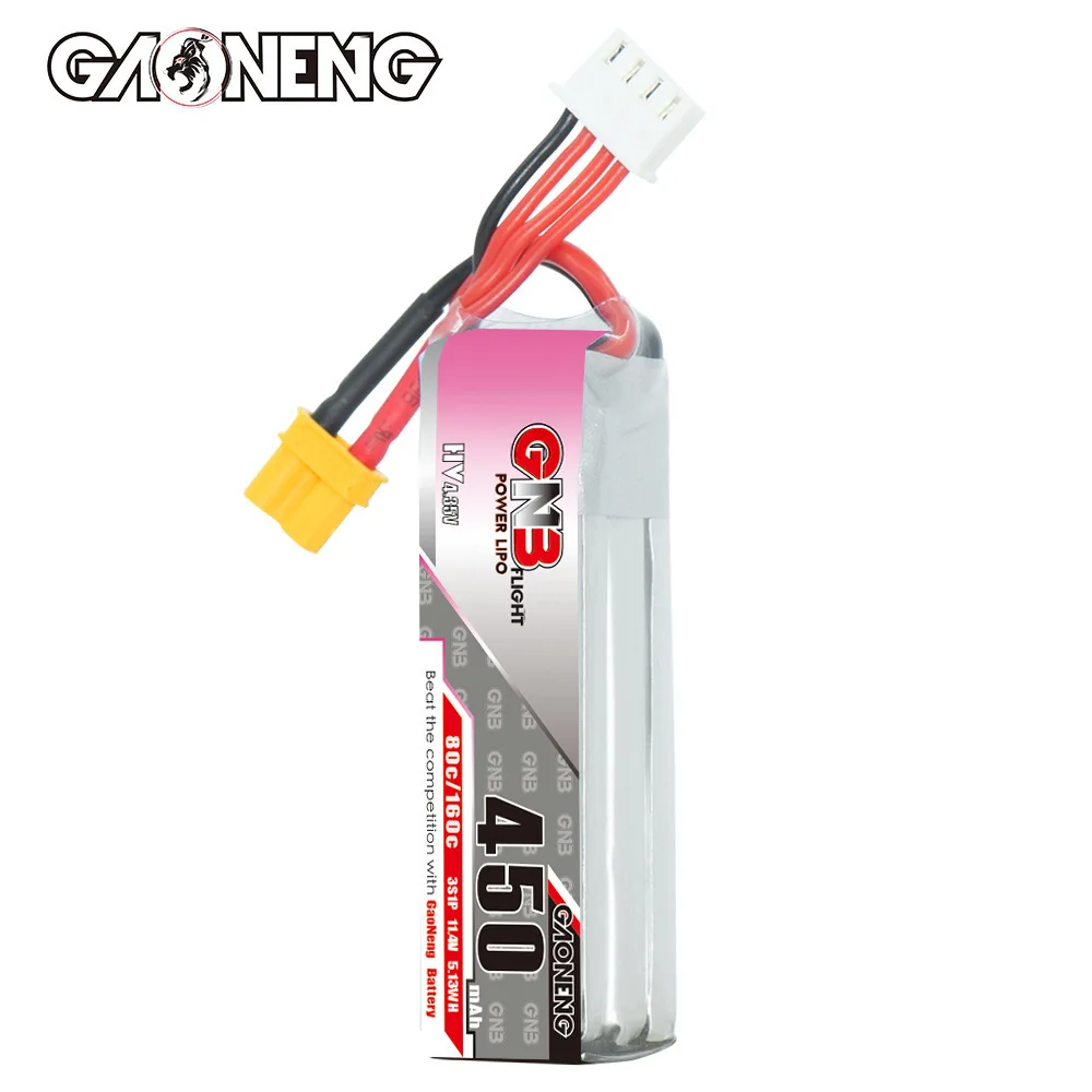 1-10szt GNB 3S 11.4V 450mAh 80C/160C Akumulator Lipo z wtyczką XT30 do drona wyścigowego FPV Quadcopter Helikopter Beta85X Części Hobby