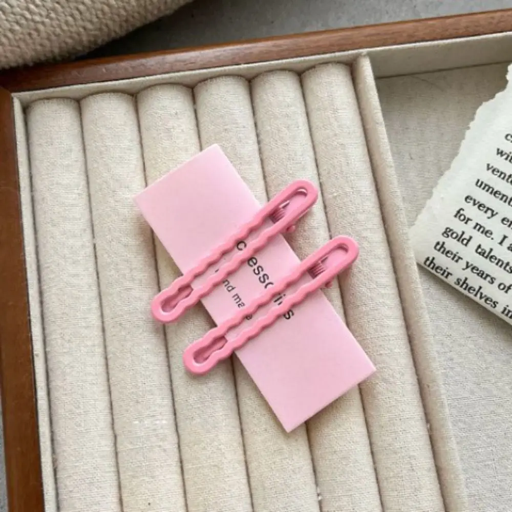 Trendy Alloy Candy-colored Cute Hairpin Solid Color Hairpin with Wavy Side Hair Clips