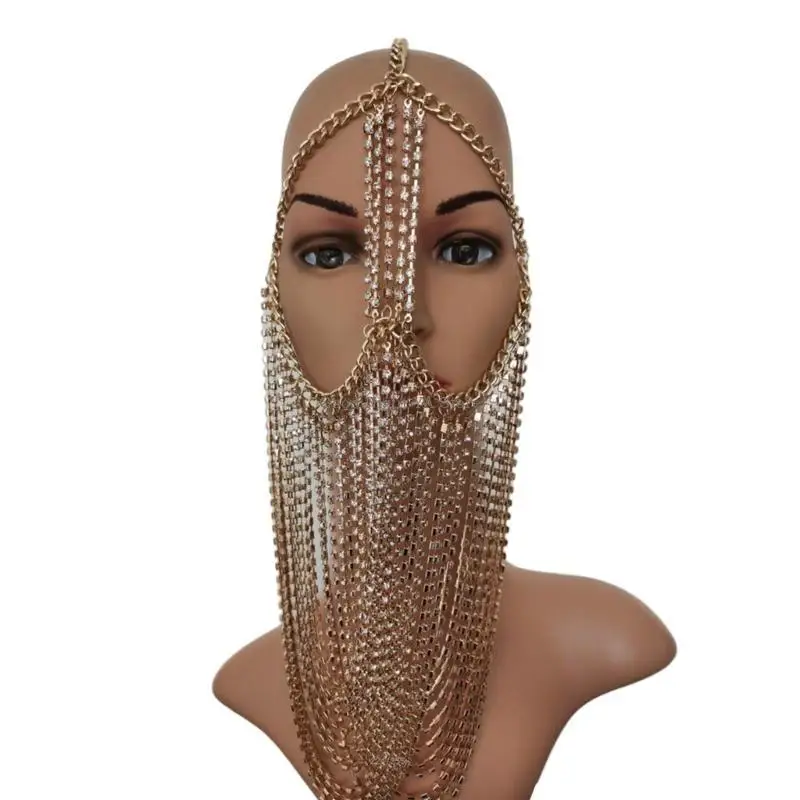 

Elegant Rhinestones Metal Head Chain Accessory Cosplay Decoration for Parties