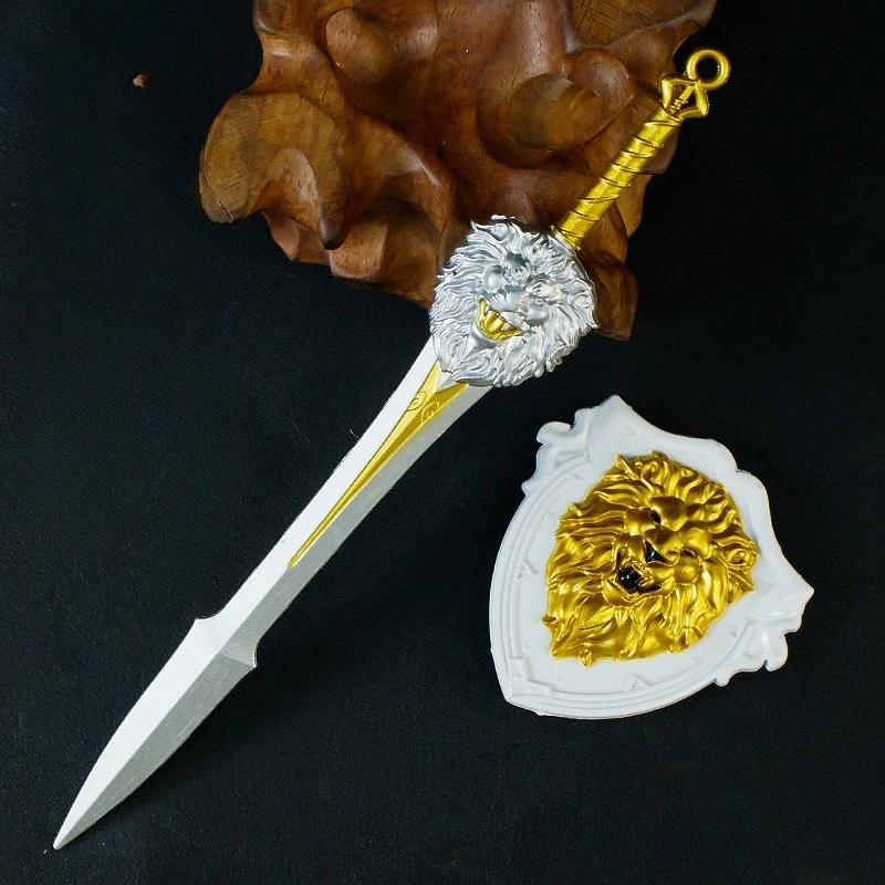 Modèle périphérique en métal World of Warcraft, 15cm, accessoires artisanaux avec un bouclier, décoration de bureau, ornements, cadeaux, jouets