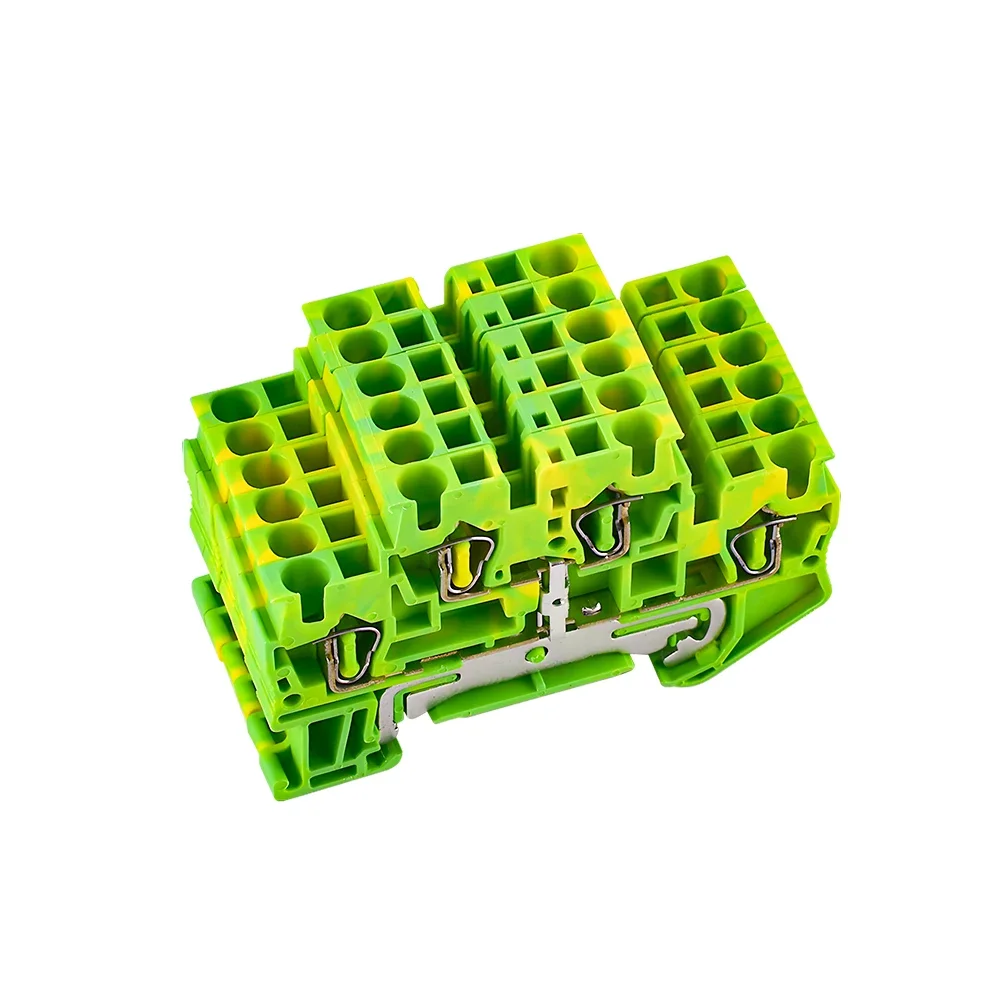 10PCS STTB-2.5-PE Screwless Ground Din Rail Terminal Block Connector Double Layer Return Pull Type Spring Ground Terminal Blocks