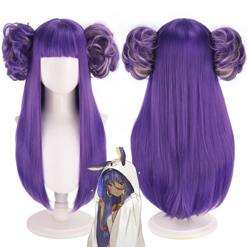 Cosplay wig, purple large hair bun