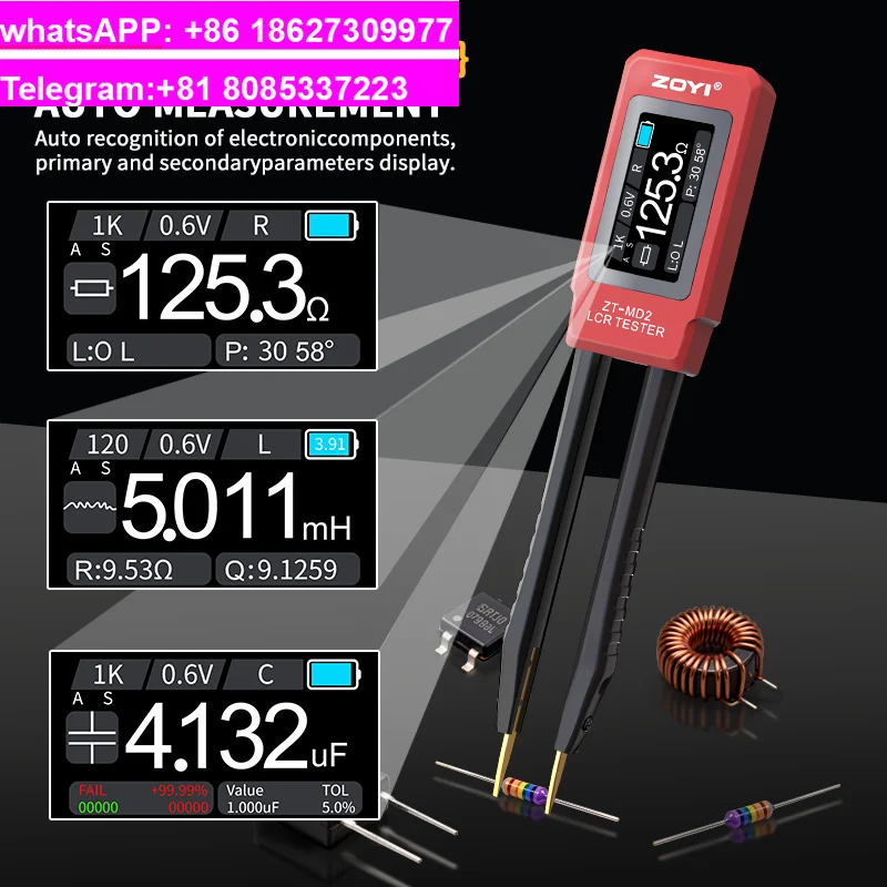 Smart Tweezers with One-Click LCR Meter, ZOYI MD2 100K Digital Bridge for Professional Resistance Capacitance Inductance Test