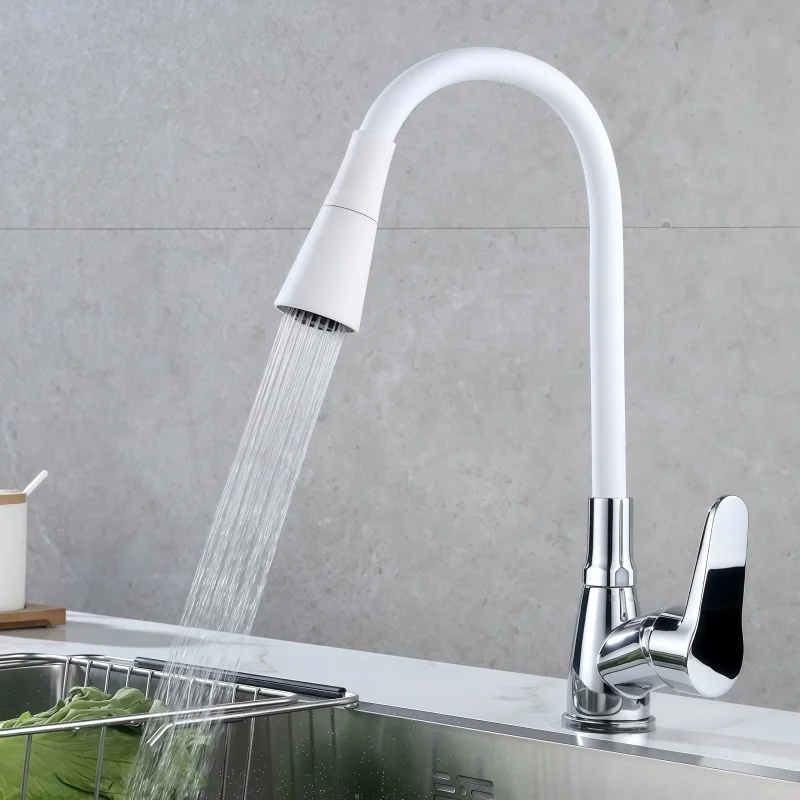Kitchen Faucet Hot and Cold Colorful Universal Silicone Rubber Hose Spray Two-Mode Sink Faucet